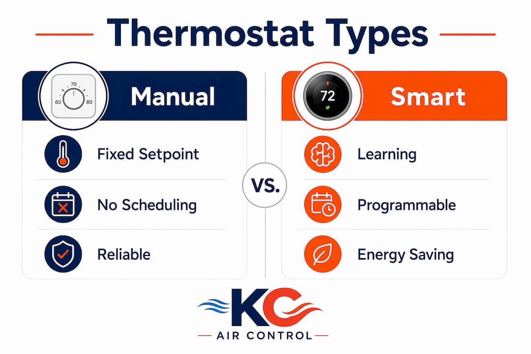 Infographic comparing manual and smart thermostats