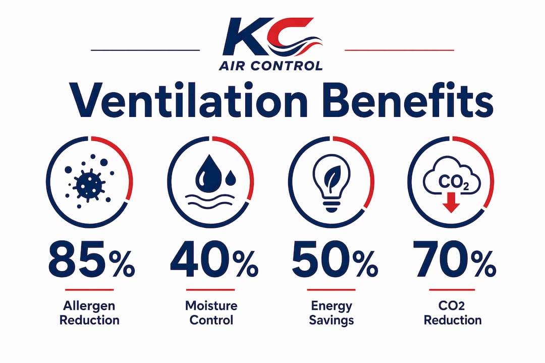 Infographic displaying key ventilation benefits statistics