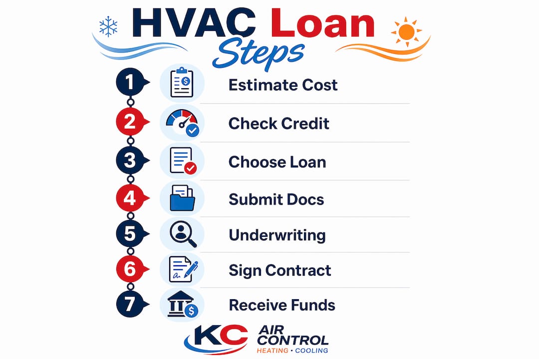 Infographic illustrating HVAC loan application steps