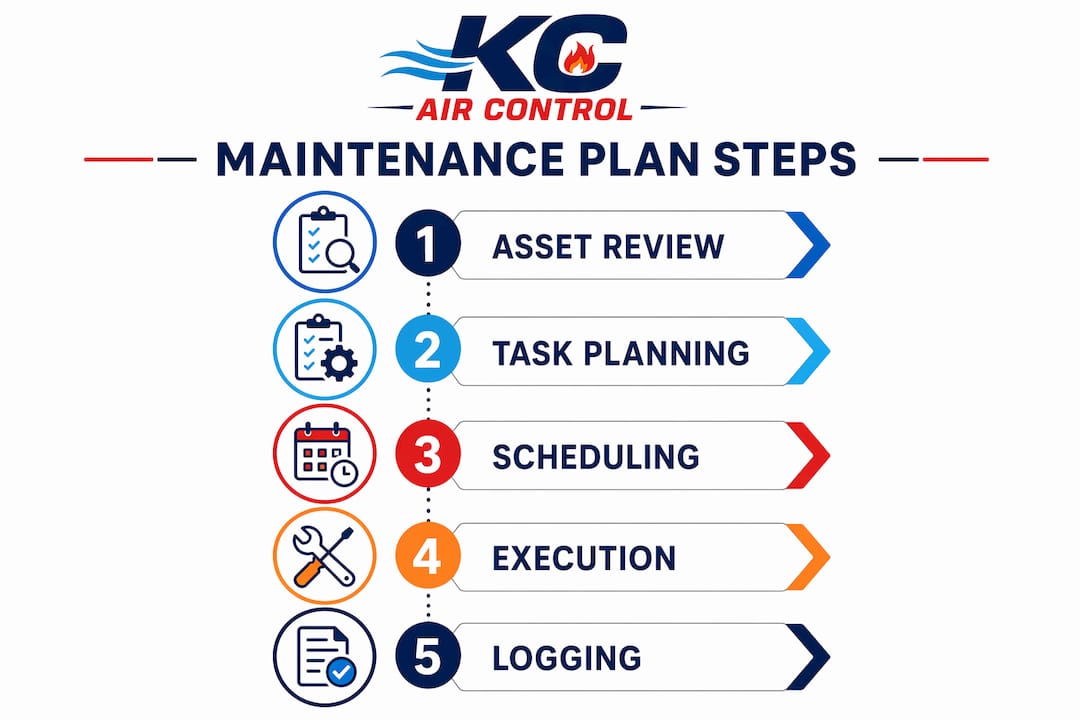 Infographic outlining HVAC maintenance plan steps