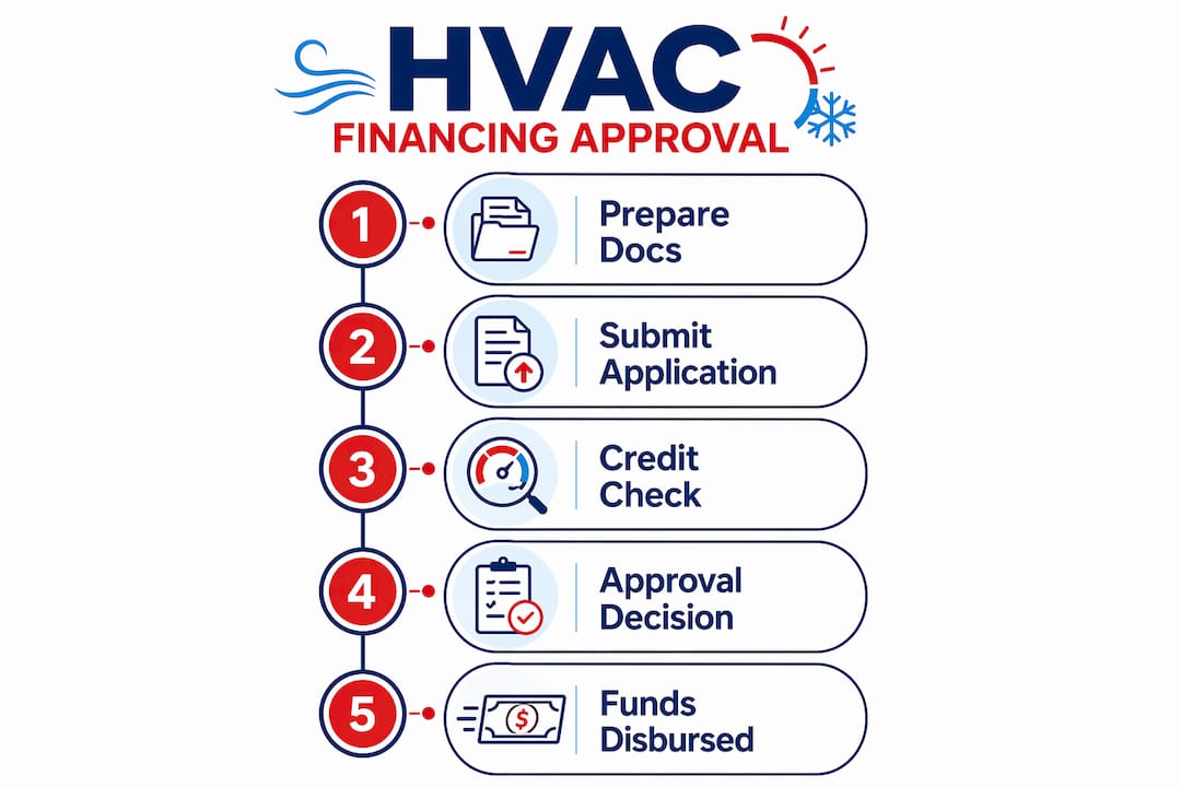 Infographic showing HVAC financing approval steps
