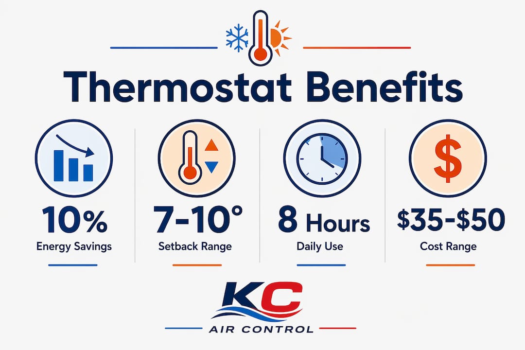 Infographic highlighting key benefits of programmable thermostats