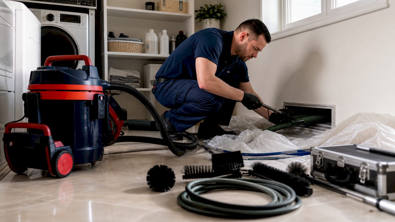 Duct cleaning equipment and containment setup