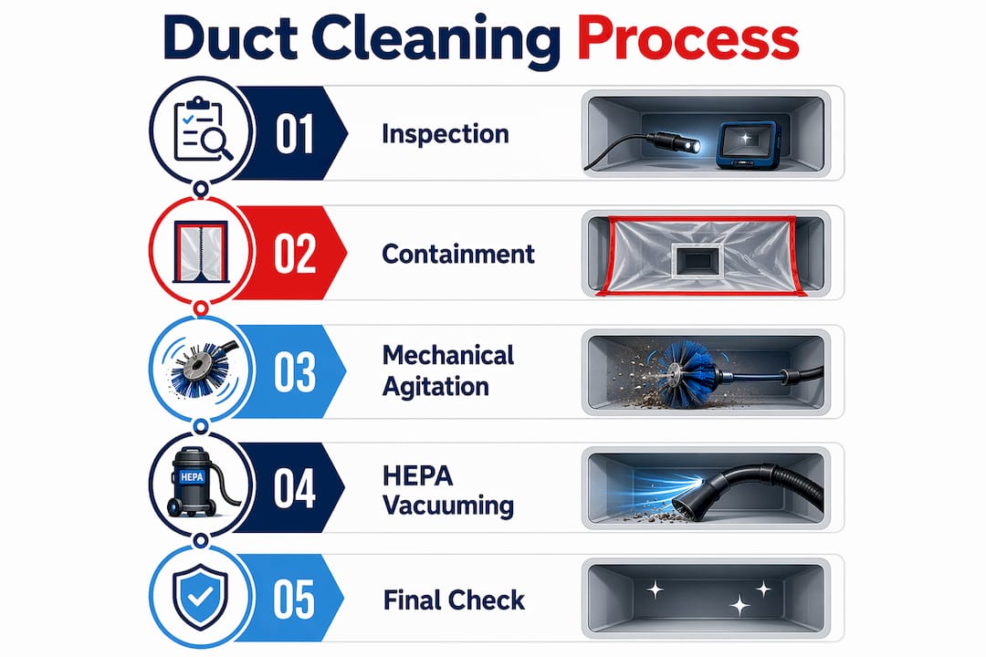 Infographic outlining duct cleaning process steps