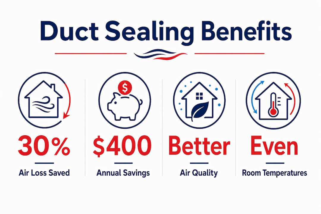 Infographic highlighting benefits of duct sealing