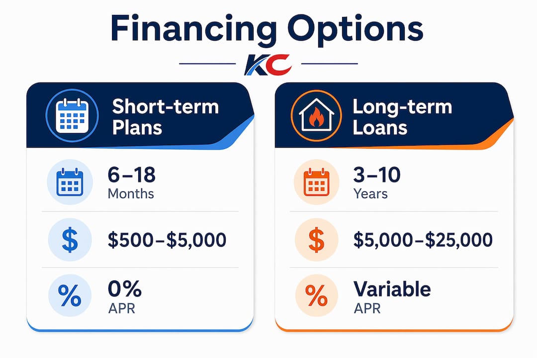 Infographic comparing duct cleaning financing options
