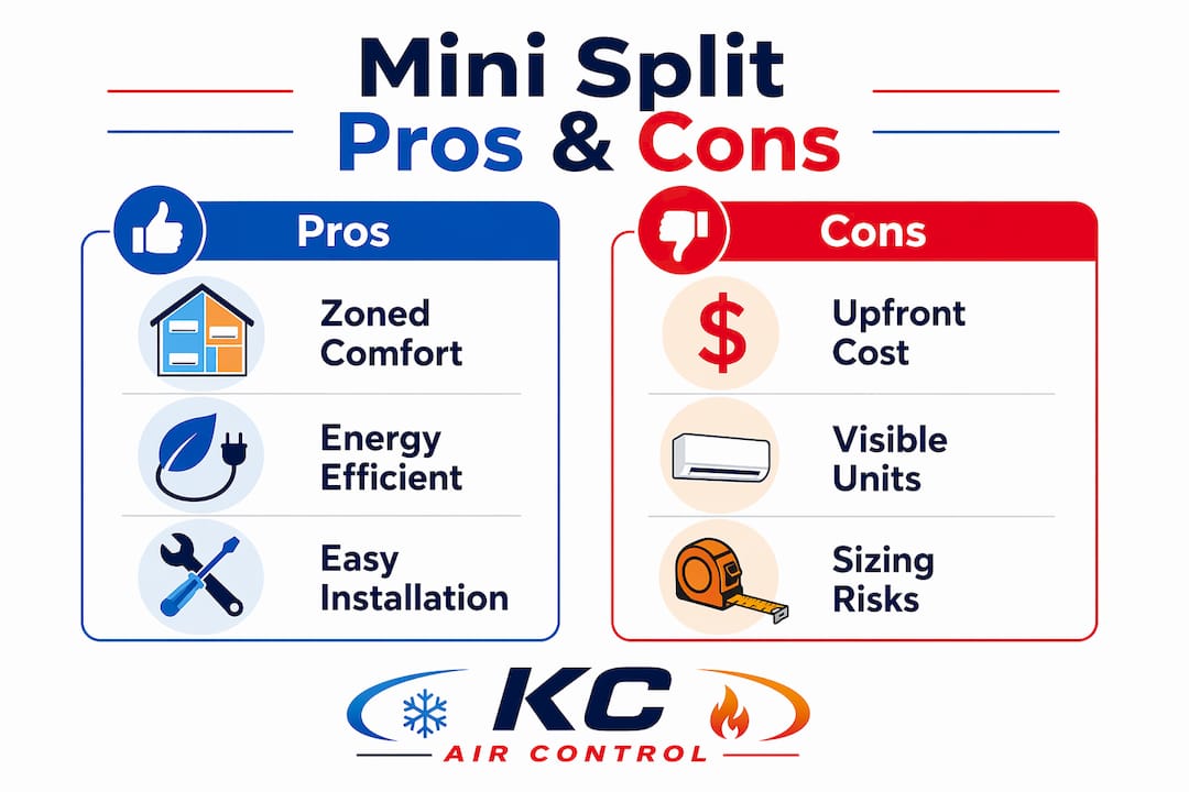 Infographic comparing mini split system pros and cons
