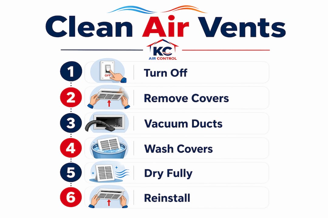 Infographic outlining air vent cleaning steps