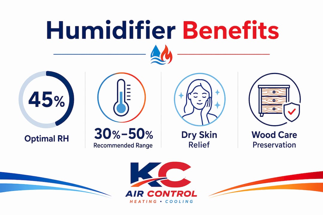 Infographic showing benefits of humidifiers in homes