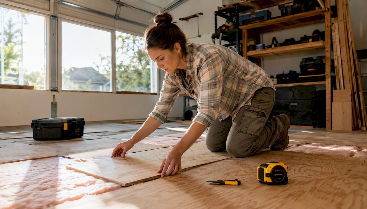Homeowner preparing attic for AC installation