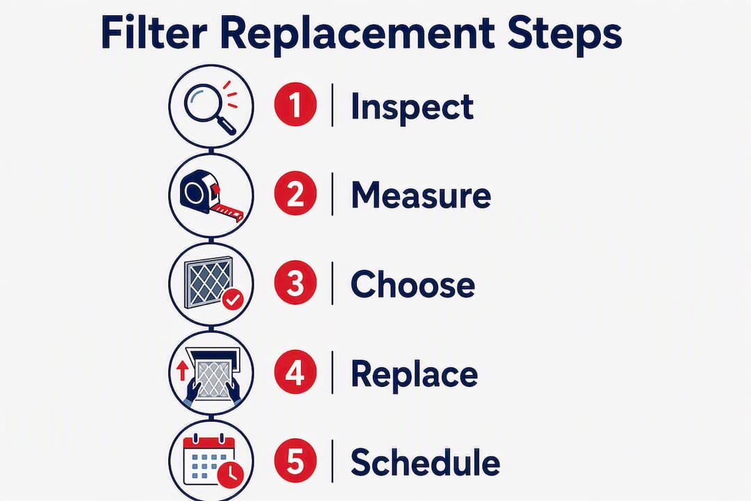 Infographic showing filter replacement steps
