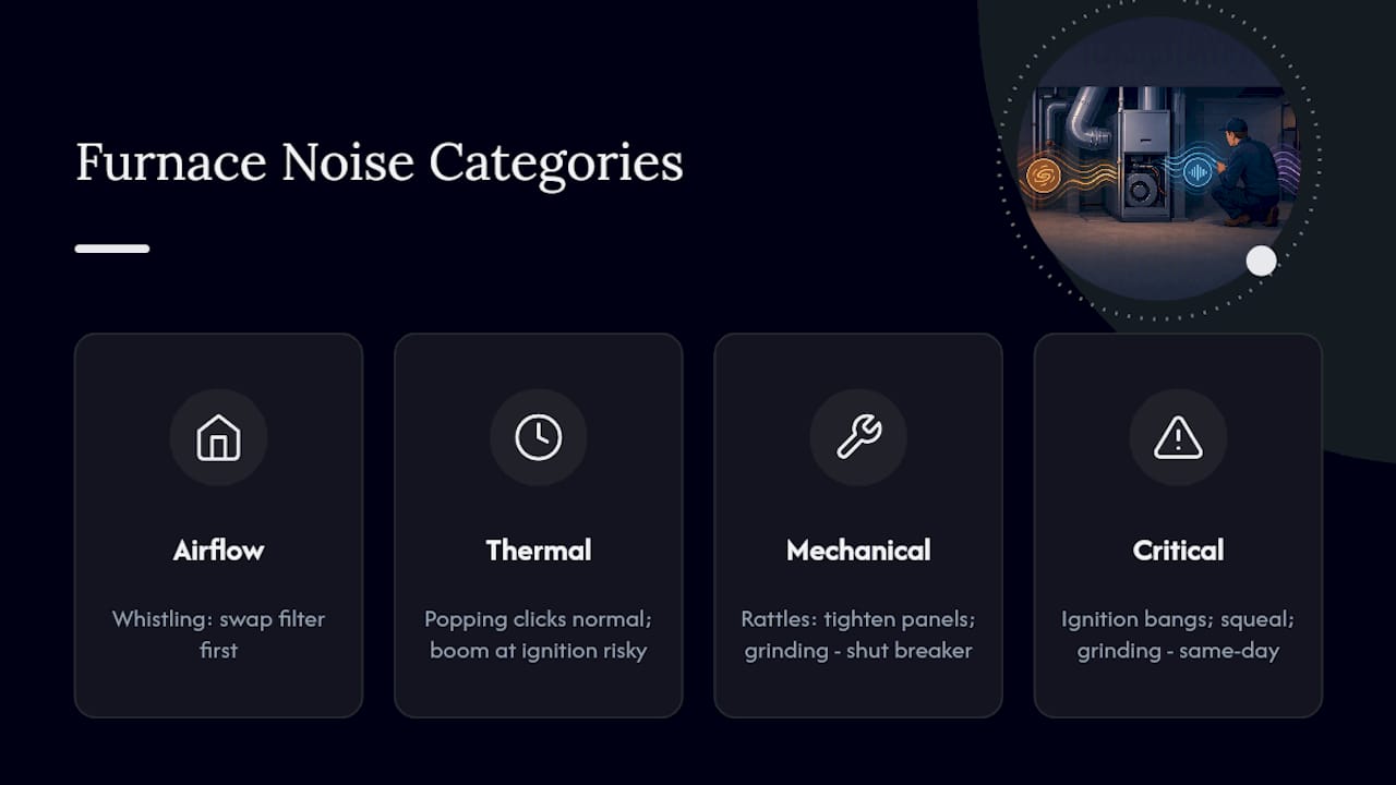 Diagram of furnace noise types and urgency