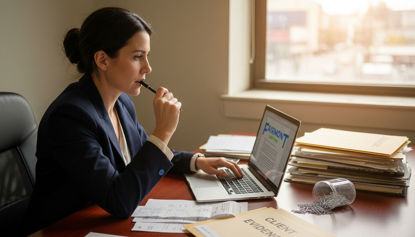 Attorney organizing client’s car defect paperwork