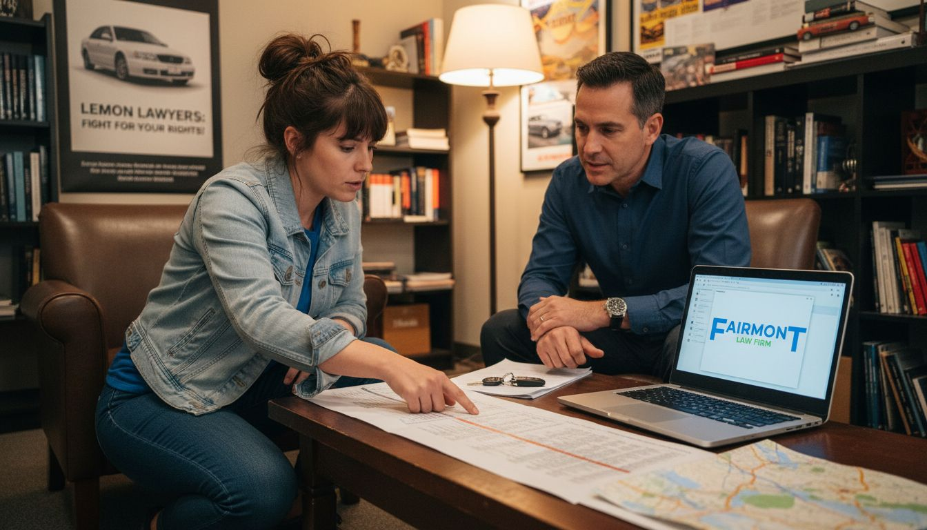 Client discussing car repair timeline with lawyer