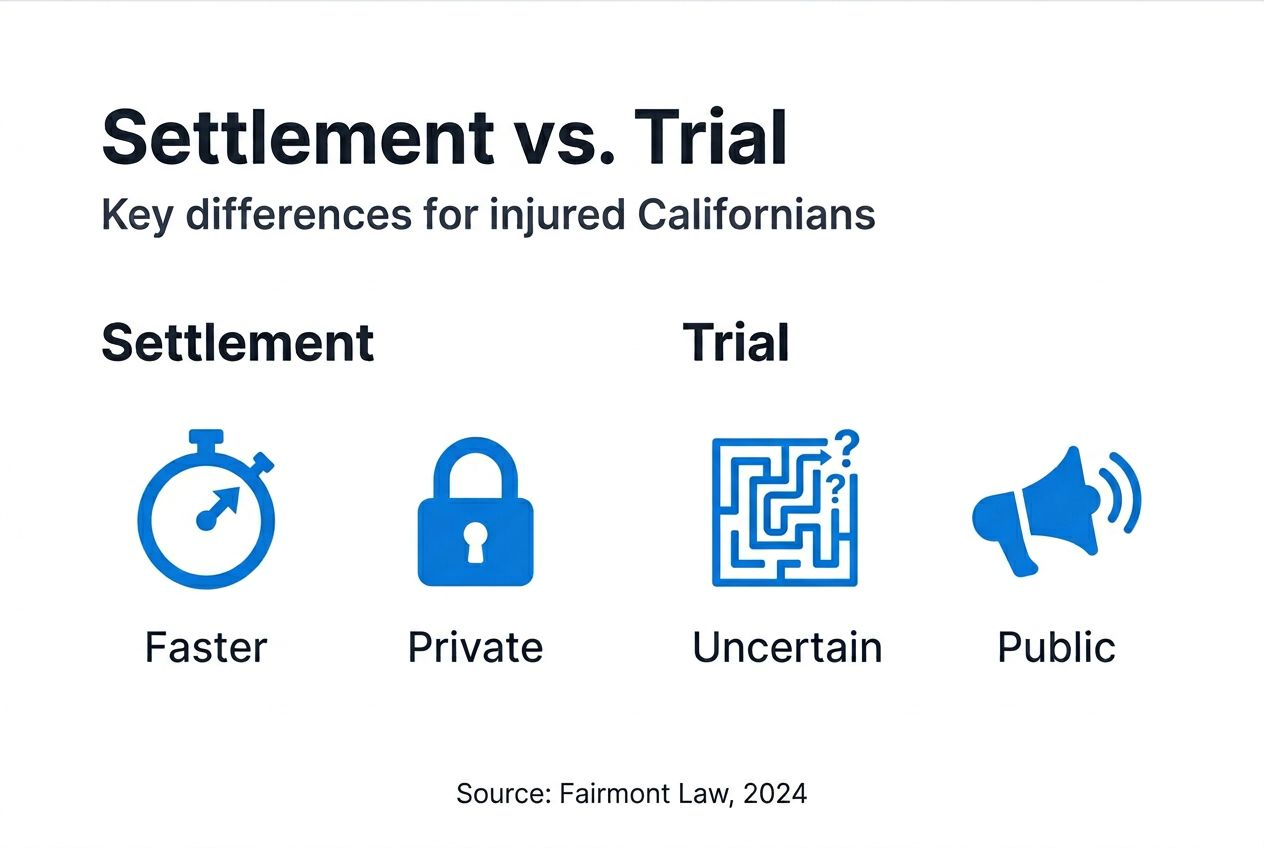 Infographic comparing settlement and trial differences