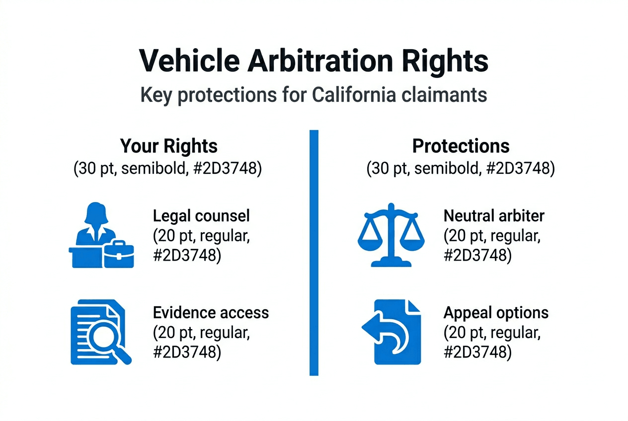 Infographic on vehicle arbitration rights California