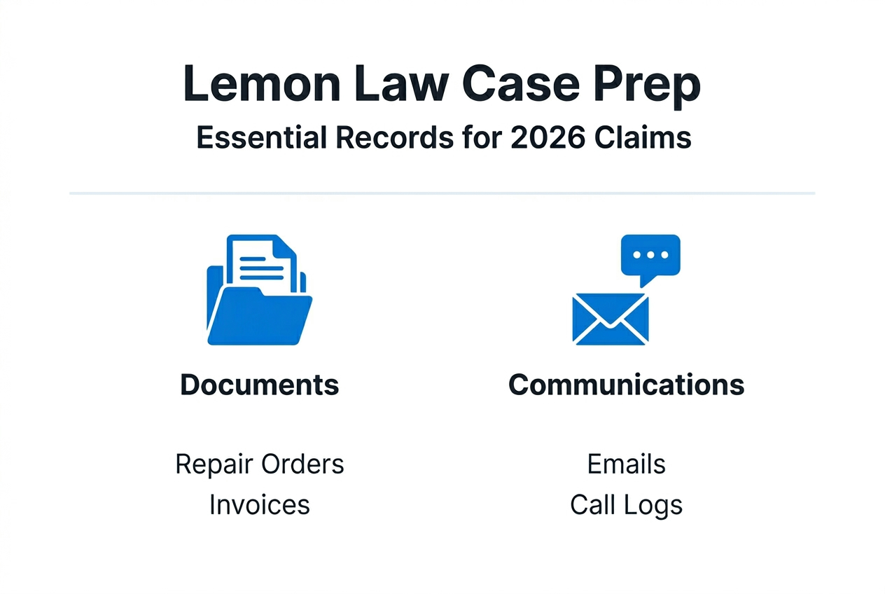 Infographic showing essential lemon law documentation