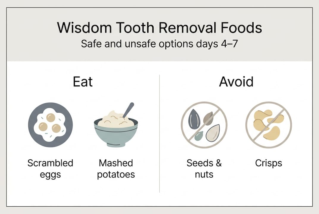 Infographic showing foods to eat and avoid