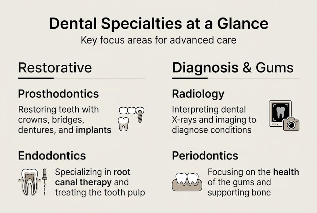 Simple infographic comparing dental specialties