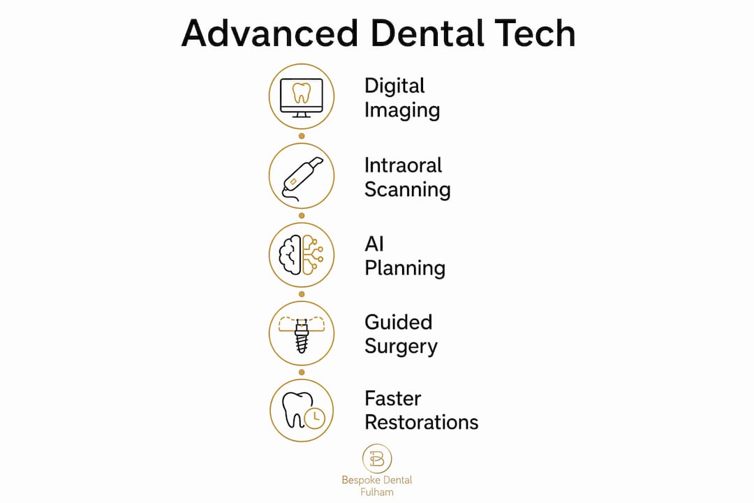 Infographic illustrating steps of advanced dental technology