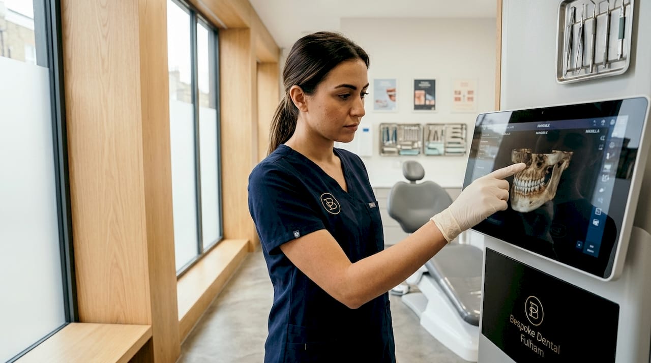 Technician operating CBCT dental scanner