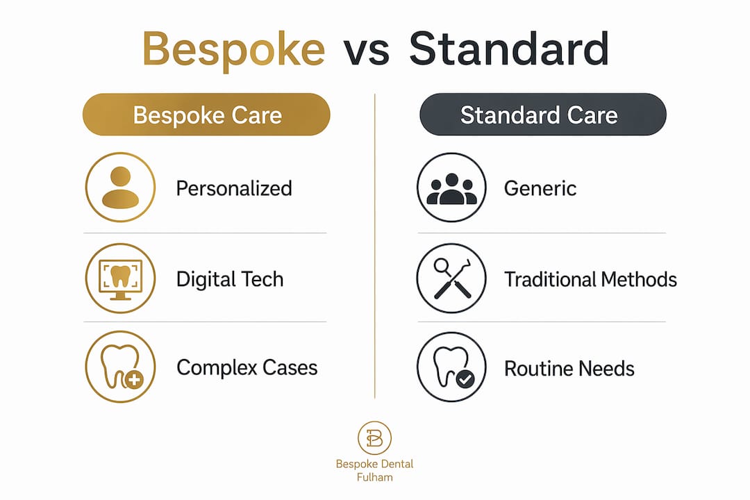 Infographic comparing bespoke and standard dental care