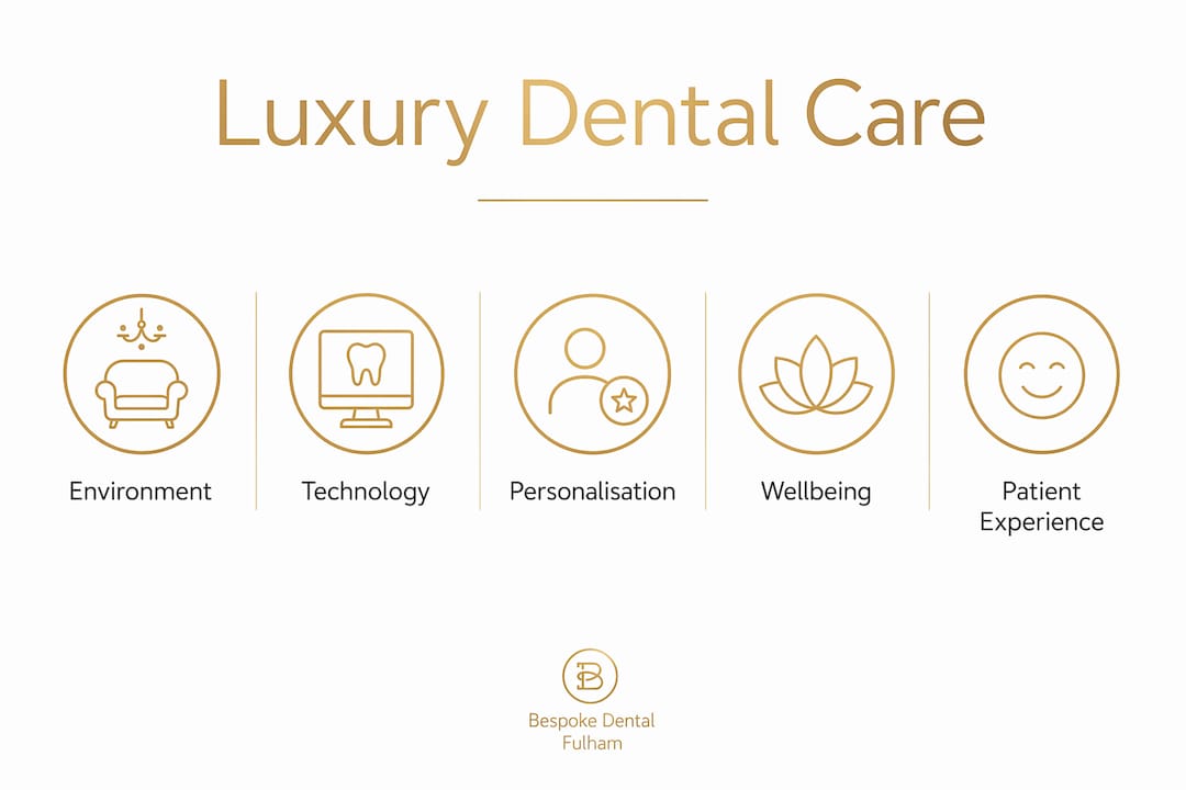 Infographic illustrating core elements of luxury dental care