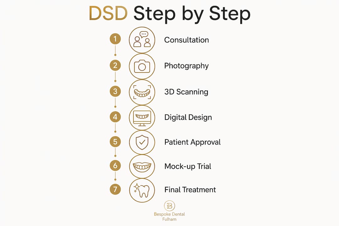 Infographic showing digital smile design steps