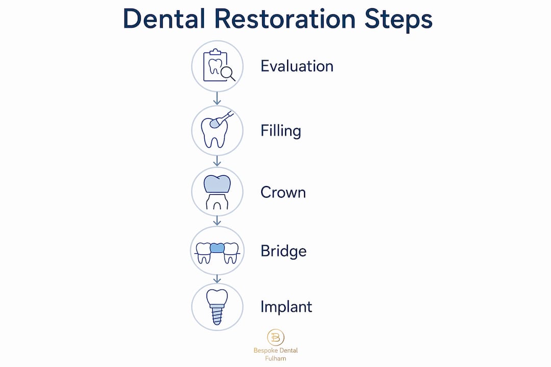 Infographic illustrating dental restoration procedure steps