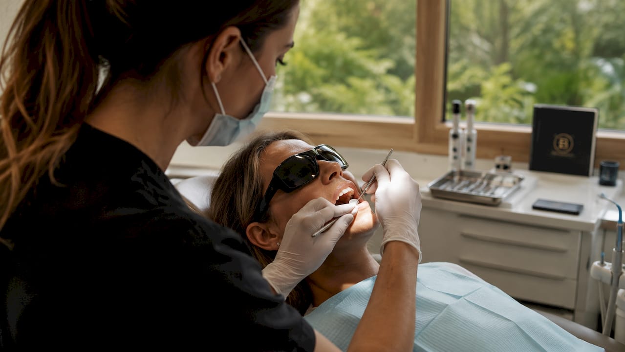 Close-up of dental instruments during cleaning