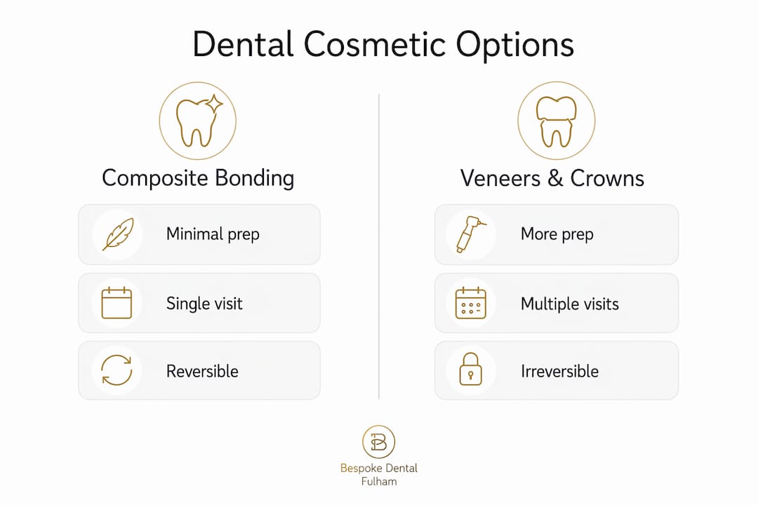 Comparison infographic of dental cosmetic options