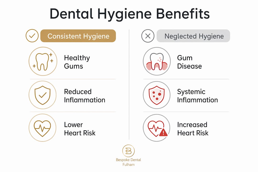 Infographic comparing benefits of consistent vs. neglected dental hygiene