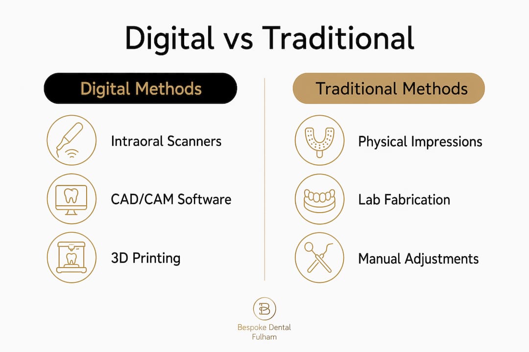 Infographic comparing digital and traditional dentistry methods