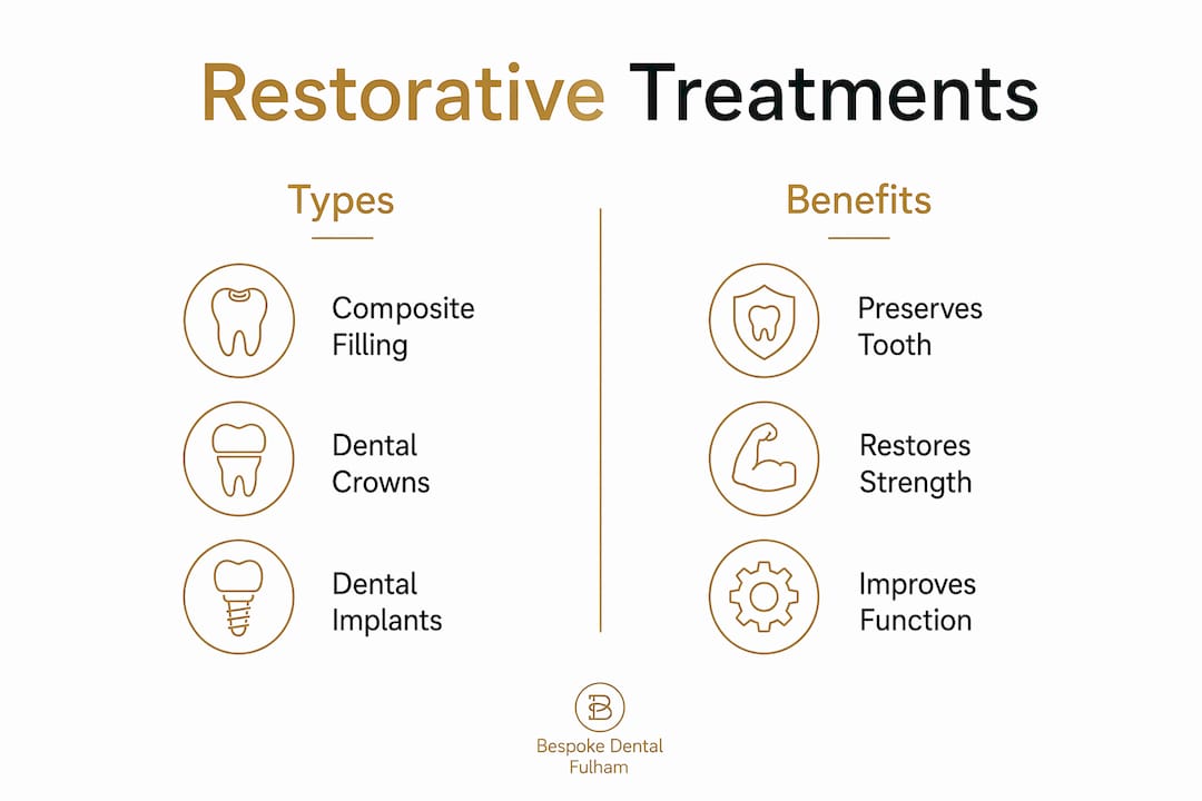Infographic comparing restorative dentistry treatments and benefits