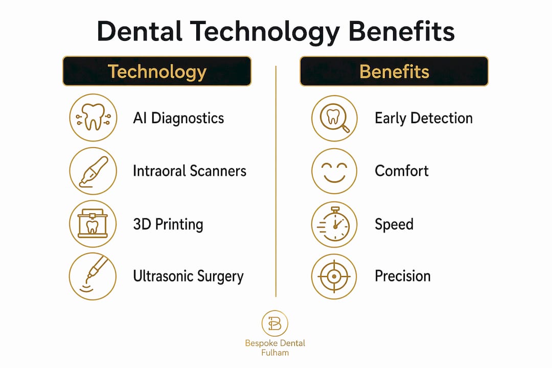 Infographic comparing dental technologies and their benefits