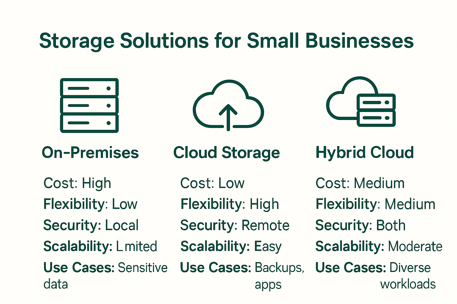 Comparison of storage solutions for small businesses