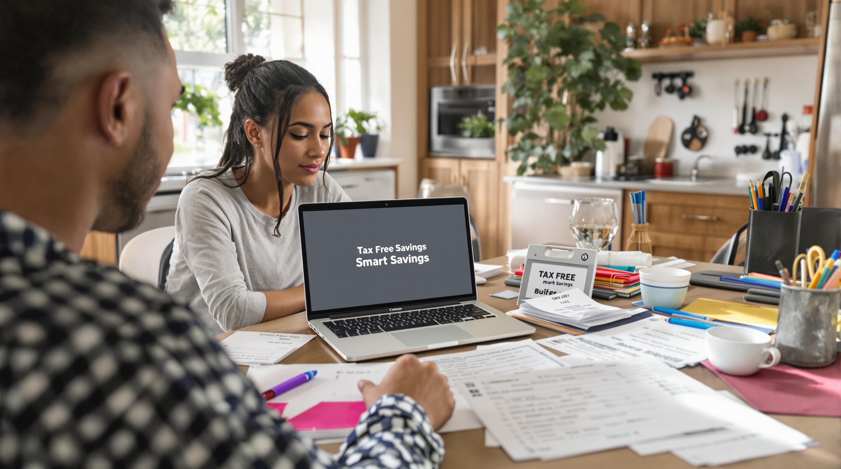 Parent and teenager reviewing shopping lists and receipts for Tax Free Weekend at home