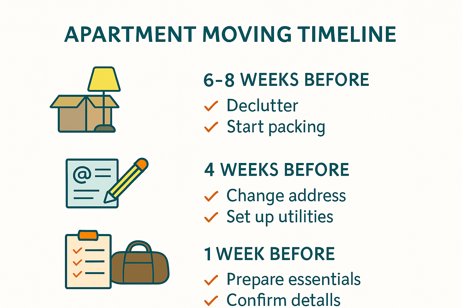 6-8 week timeline for apartment moving preparation