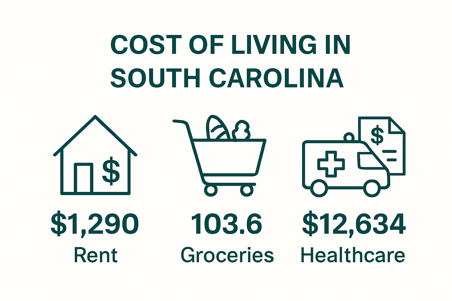 Comparison of housing, groceries, and healthcare costs in South Carolina