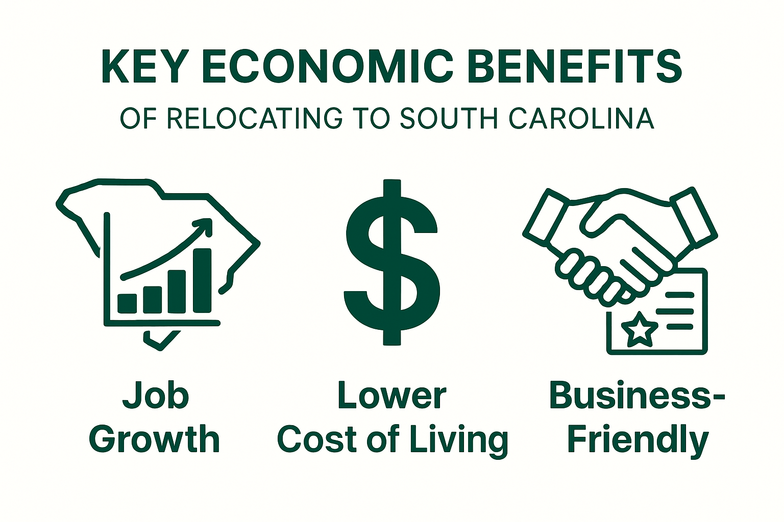 Comparison of job growth, cost of living, and business friendliness in South Carolina