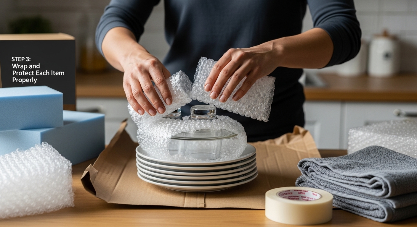 wrap kitchenware moving