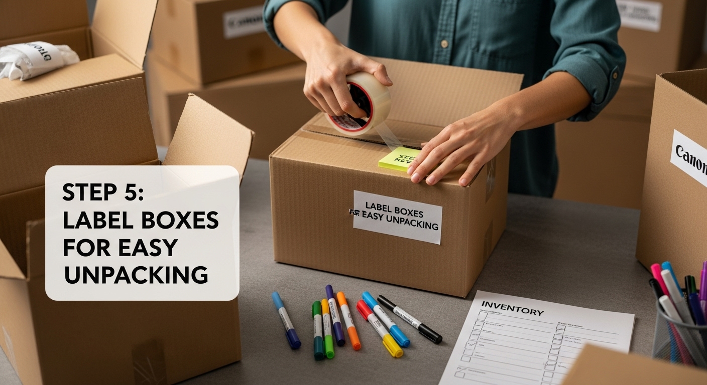 labeling moving boxes process