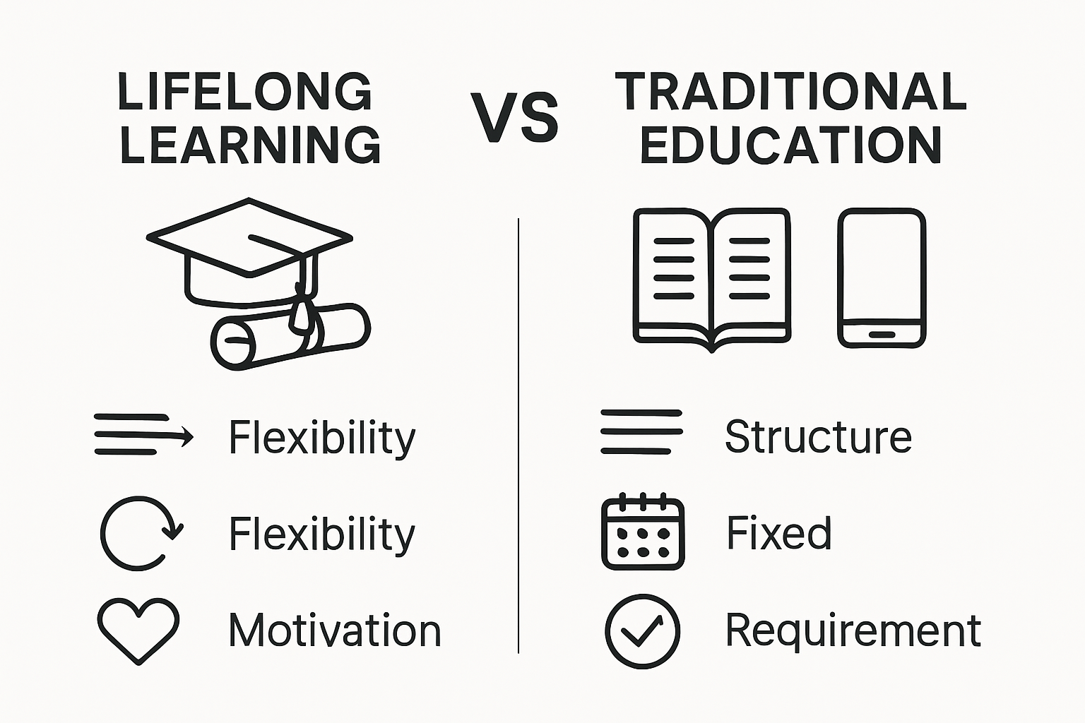 Infographic comparing lifelong and traditional education