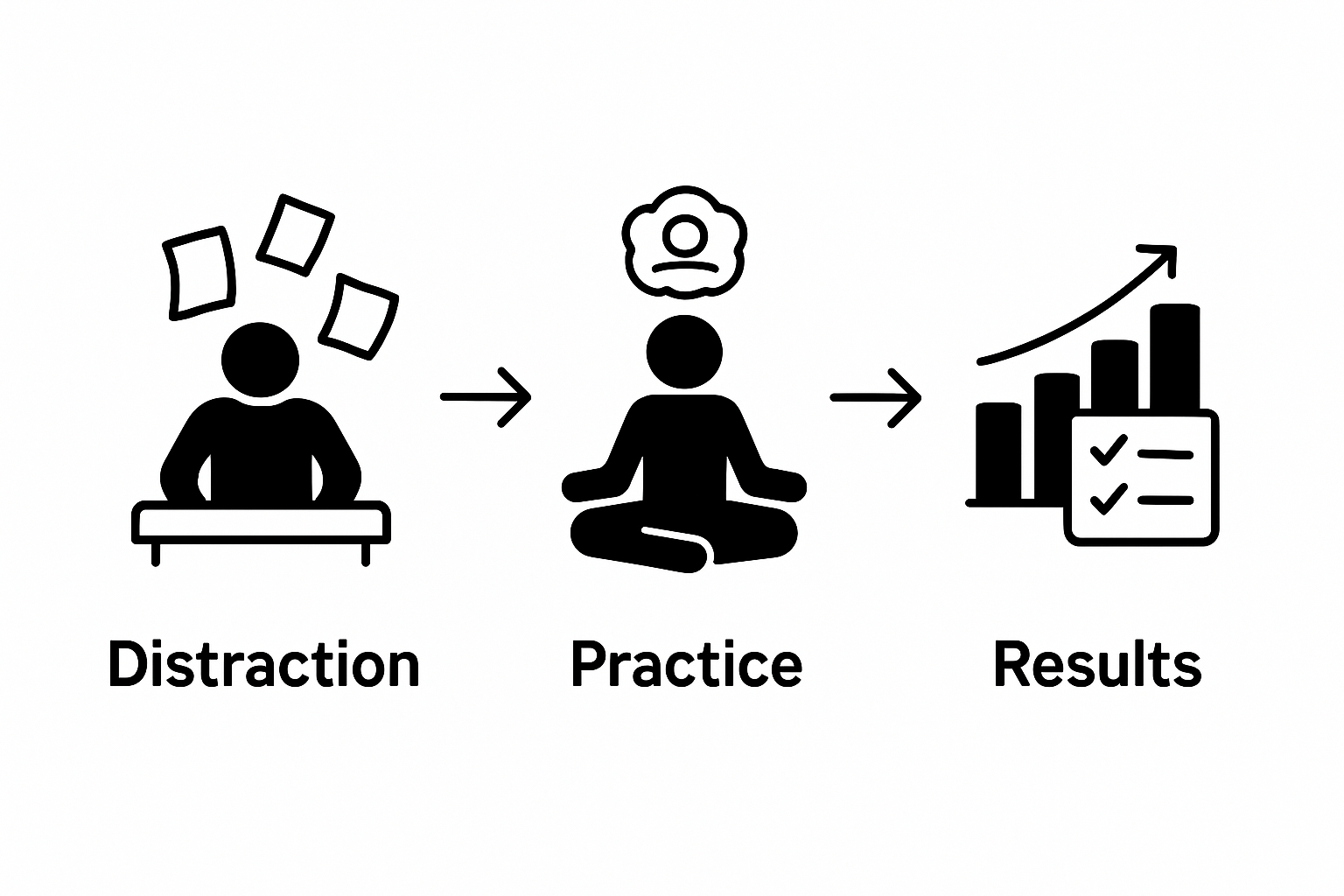 Infographic showing mindfulness improving work performance
