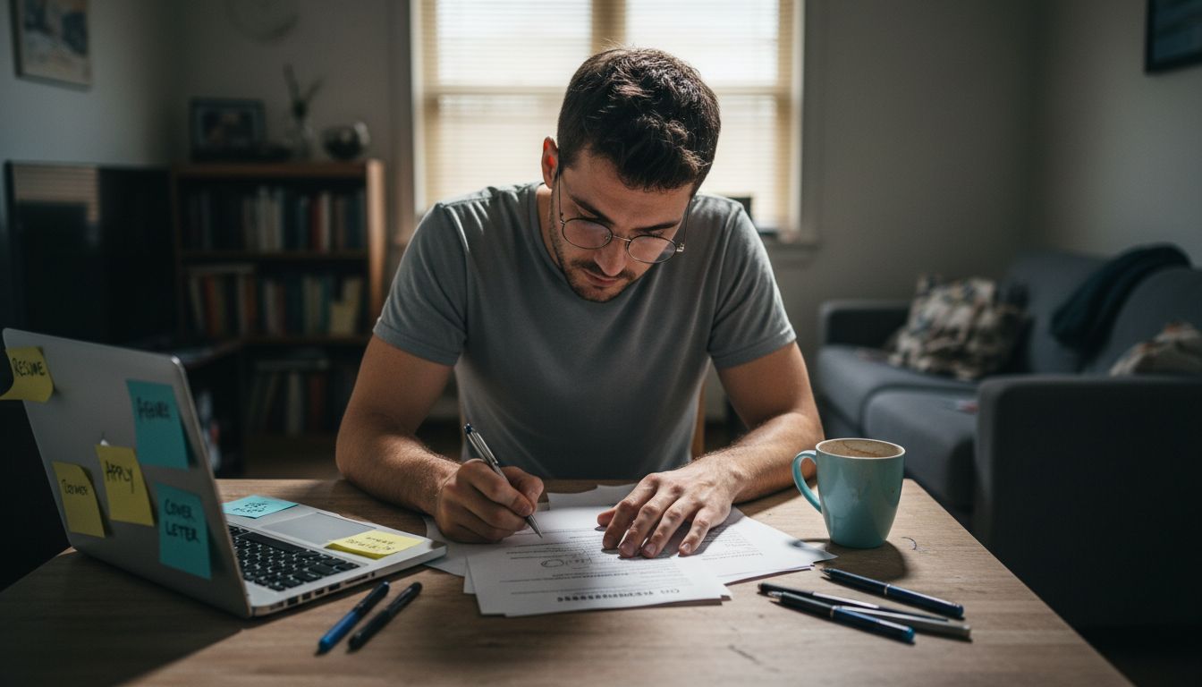 Job seeker highlights printed job requirements