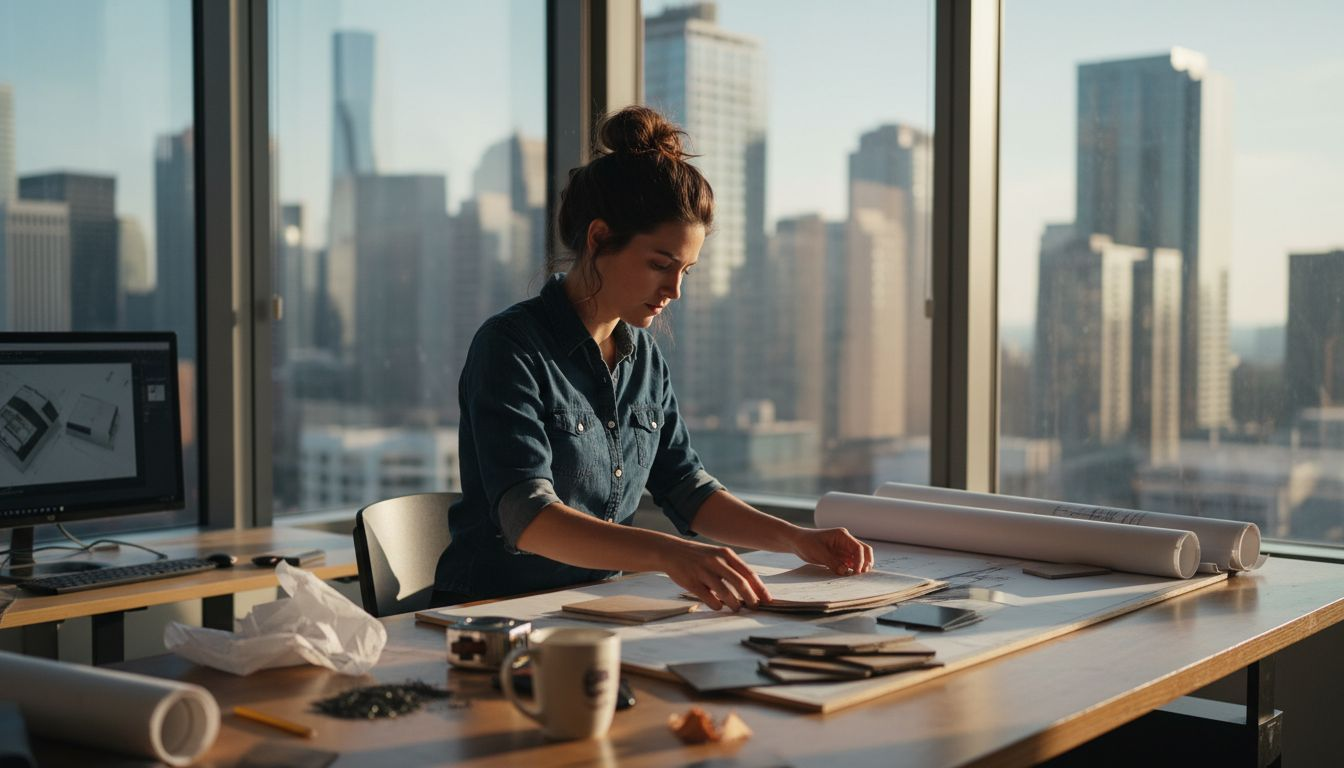 Architect gathering materials for 3D model