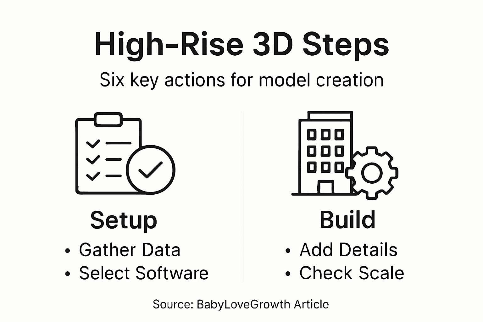 Infographic showing steps for 3D modeling process