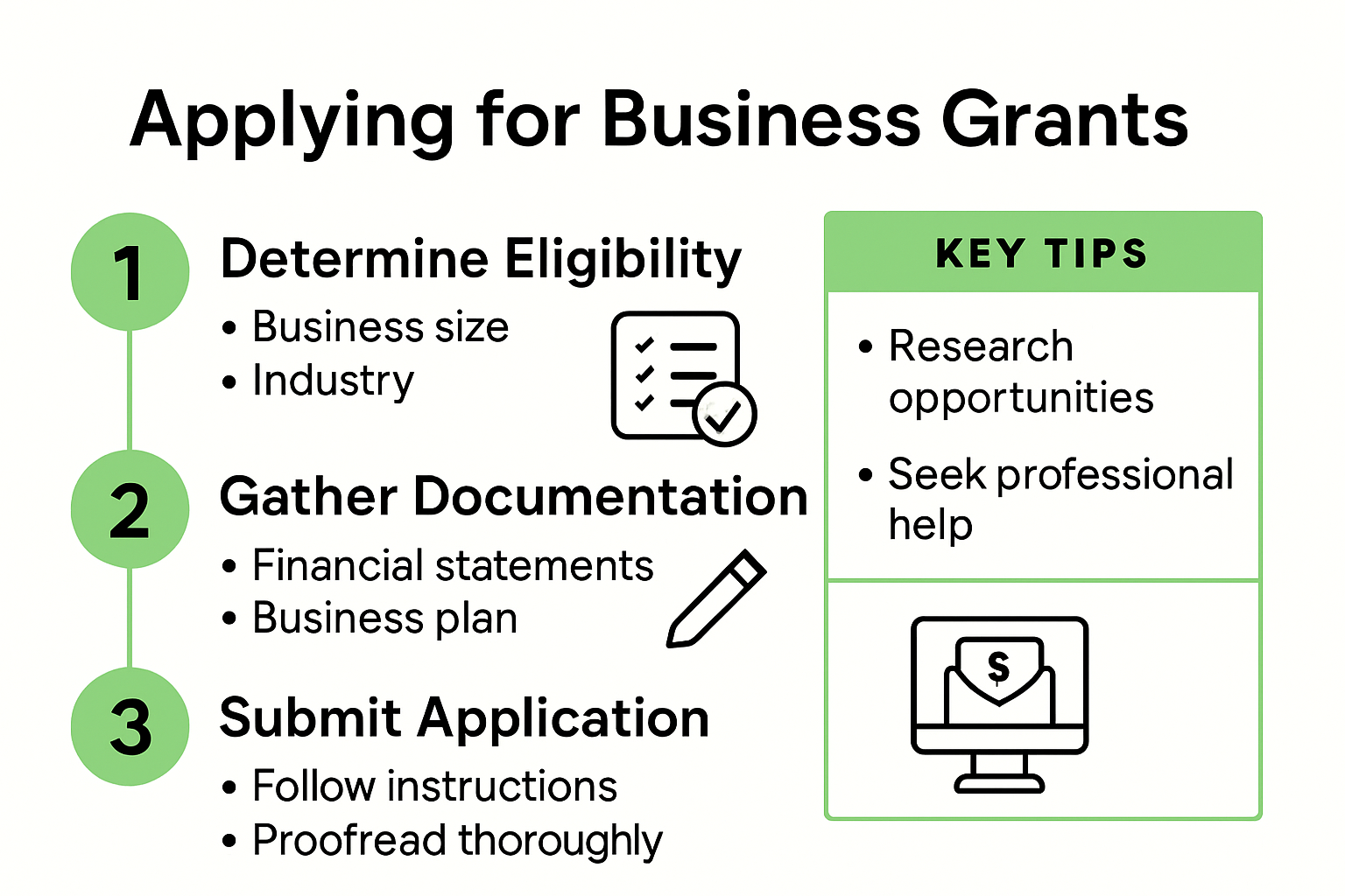 Visual guide to business grant application steps