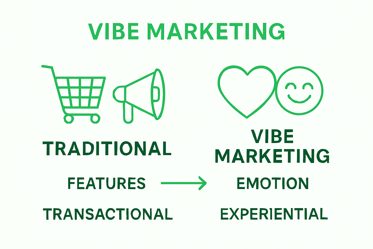 Infographic comparing vibe marketing versus traditional marketing approaches