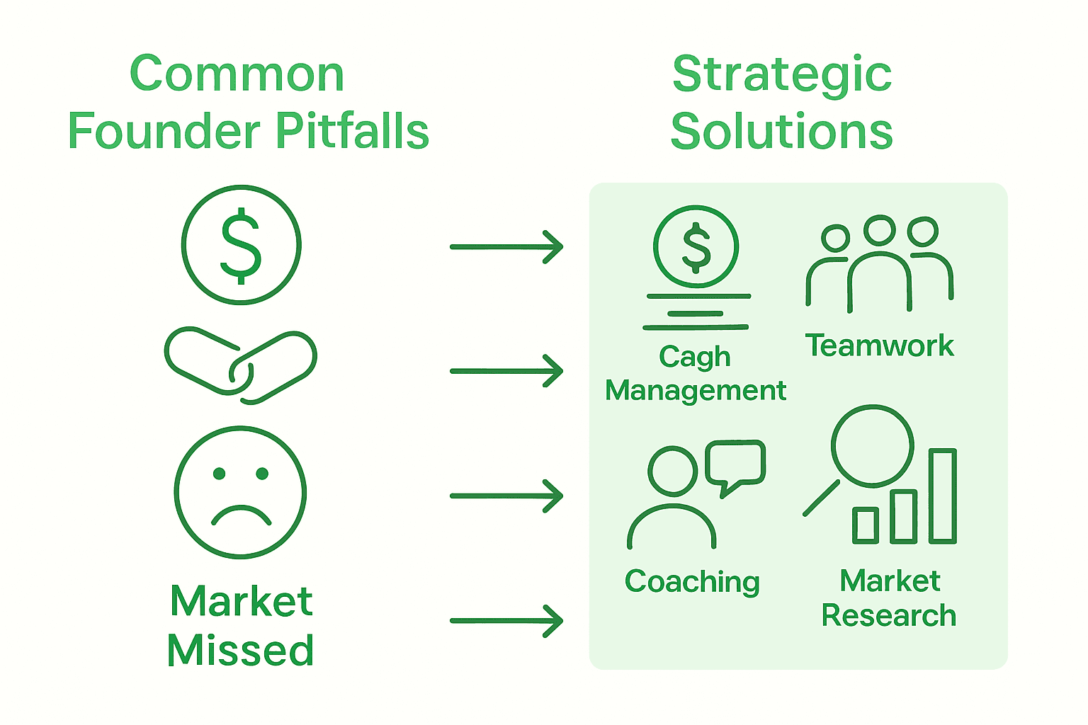 Infographic showing founder challenges and matching solutions